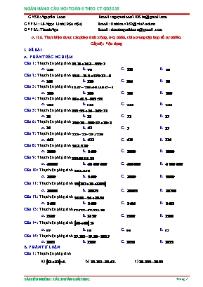 Câu hỏi ôn tập Toán 6 - Thực hiện được các phép tính: Cộng, trừ, nhân, chia trong tập hợp số tự nhiên