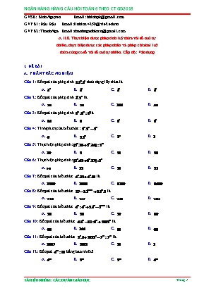 Câu hỏi ôn tập Toán 6 - Thực hiện được phép tính luỹ thừa với số mũ tự nhiên, thực hiện được các phép nhân và phép chia hai luỹ thừa cùng cơ số với số mũ tự nhiên