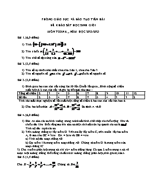 Đề khảo sát học sinh giỏi - Môn: Toán 6 - Năm 2022 - 2023