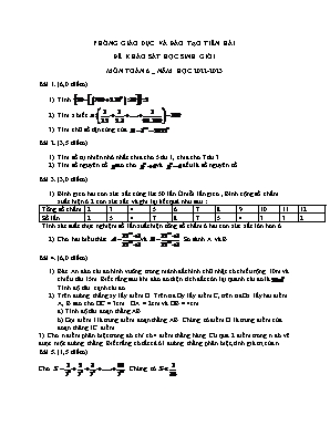 Đề khảo sát học sinh giỏi - Môn: Toán 6 - Năm học 2022 - 2023
