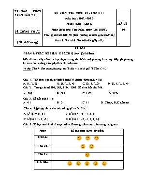 Đề kiểm tra cuối kì 1 - Môn: Toán 6 - Trường THCS Phan Văn Trị