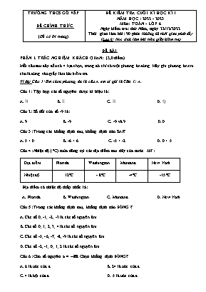 Đề kiểm tra cuối kì học kì I - Môn: Toán 6 - Trường THCS Gò Vấp