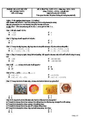 Đề kiểm tra cuối kì I - Môn: Toán 6 - Mã đề: 001