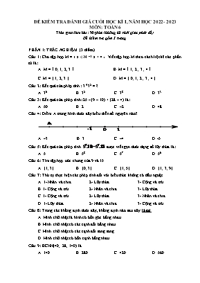 Đề kiểm tra đánh giá cuối học kì I - Môn: Toán 6
