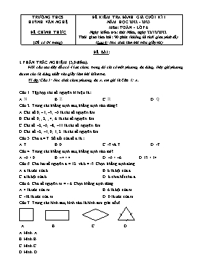 Đề kiểm tra đánh giá cuối kì I - Môn: Toán 6 - Trường THCS Huỳnh Văn Nghệ