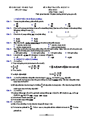 Đề kiểm tra giữa kì II - Môn: Toán học khối lớp 6