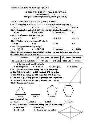 Để kiểm tra học kì I - Môn: Toán 6 - THCS Phan Đăng Lưu