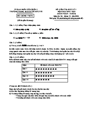 Đề kiểm tra học kỳ 1 - Môn: Toán 6 - Trường Trung học cơ sở Đức Trí