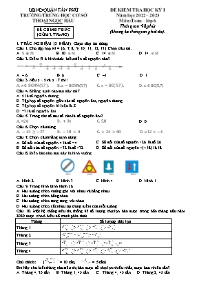 Đề kiểm tra học kỳ I - Môn: Toán 6 - Trường Trung học cơ sở Thoại Ngọc Hầu