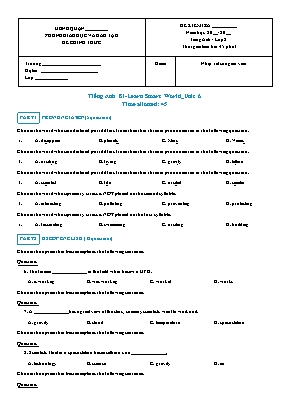 Đề kiểm tra Tiếng Anh 8 - I Learn smart world Unit 6 (có đáp án) Đề kiểm tra Tiếng Anh 8 - I Learn smart world Unit 6 (có đáp án)