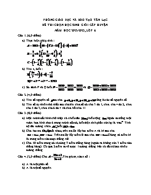 Đề thi chọn học sinh giỏi cấp huyện - Môn: Toán khối 6