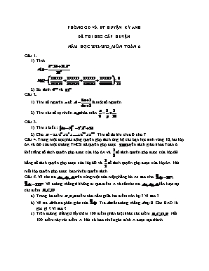 Đề thi học sinh giỏi cấp huyện - Năm 2022 - 2023 - Môn: Toán 6