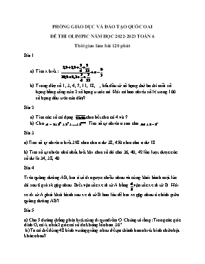 Đề thi olimpic năm học 2022 - 2023 - Toán 6