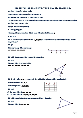 Giáo án dạy thêm Hình học 6 (Cánh Diều) - Chuyên đề 8: Đoạn thằng, trung điểm của đoạn thẳng