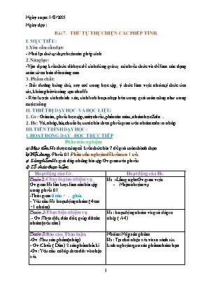 Giáo án dạy thêm môn Toán 6 (Cánh Diều) - Bài 7: Thứ tự thực hiện các phép tính