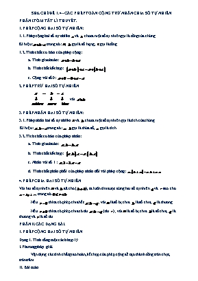 Giáo án dạy thêm môn Toán 6 (Cánh Diều) - Chủ đề 1.4: Các phép toán cộng trừ nhân chia số tự nhiên