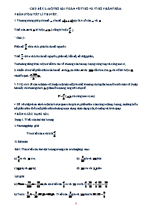 Giáo án dạy thêm môn Toán 6 (Cánh Diều) - Chủ đề 7.2: Một số bài toán về tỉ số và tỉ số phần trăm