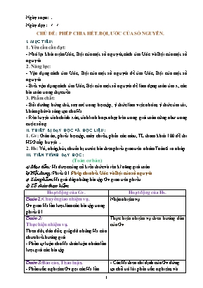 Giáo án dạy thêm môn Toán 6 (Cánh Diều) - Chủ đề: Phép chia hết. bội, ước của số nguyên