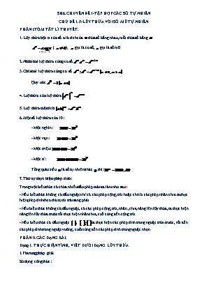 Giáo án dạy thêm môn Toán 6 (Cánh Diều) - Chuyên đề 1: Tập hợp các số tự nhiên - Chủ đề 1.5: Lũy thừa với số mũ tự nhiên