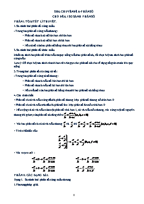 Giáo án dạy thêm Số học 6 (Cánh Diều) - Chuyên đề 6: Phân số - Chủ đề 6.1: So sánh phân số