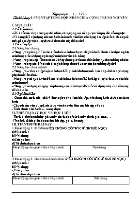 Giáo án dạy thêm Số học 6 (Kết nối tri thức) - Bài: Luyện tập tổng hợp nhân chia cộng trừ số nguyên