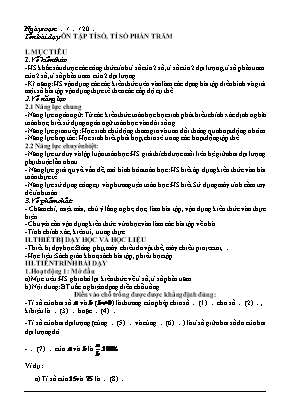 Giáo án dạy thêm Số học 6 (Kết nối tri thức) - Bài: Ôn tập tỉ số, tỉ số phần trăm