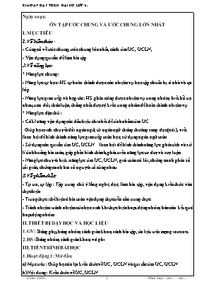 Giáo án dạy thêm Số học 6 (Kết nối tri thức) - Bài: Ôn tập ước chung và ước chung lớn nhất