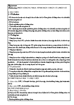 Giáo án dạy thêm Số học 6 (Kết nối tri thức) - Bài: Phân số bằng nhau, tính chất cơ bản của phân số