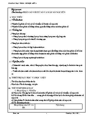 Giáo án dạy thêm Số học 6 (Kết nối tri thức) - Bài: Phân số với tử số và mẫu số nguyên