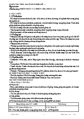 Giáo án dạy thêm Số học 6 (Kết nối tri thức) - Bài: Phép nhân và phép chia phân số