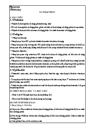 Giáo án dạy thêm Số học 6 (Kết nối tri thức) - Bài: Số thập phân