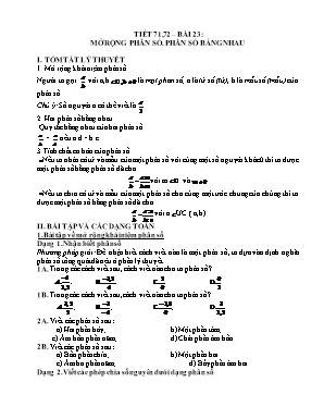 Giáo án dạy thêm Toán 6 (Kết nối tri thức) - Bài 23: Mở rộng phân số, phân số bằng nhau