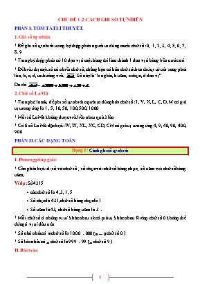 Giáo án dạy thêm Toán học 6 - Chủ đề 1.2: Cách ghi số tự nhiên