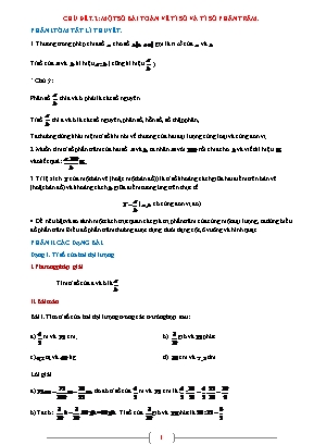 Giáo án dạy thêm Toán học 6 - Chủ đề 7.2: Một số bài toán về tỉ số và tỉ số phần trăm