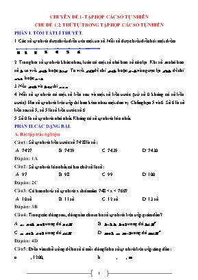 Giáo án dạy thêm Toán học 6 - Chuyên đề 1: Tập hợp các số tự nhiên