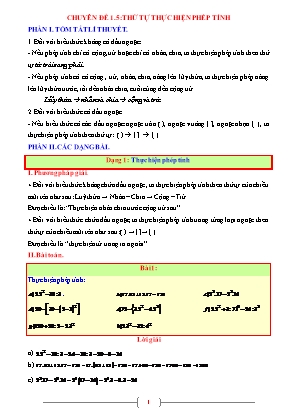 Giáo án dạy thêm Toán học 6 - Chuyên đề 1.5: Thứ tự thực hiện phép tính