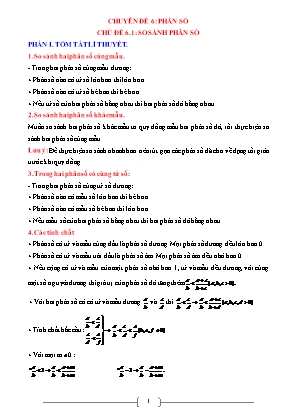 Giáo án dạy thêm Toán học 6 - Chuyên đề 6: Phân số - Chủ đề 6.1: So sánh phân số