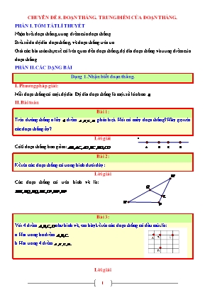 Giáo án dạy thêm Toán học 6 - Chuyên đề 8: Đoạn thằng, trung điểm của đoạn thẳng