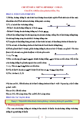 Giáo án dạy thêm Toán học 6 - Chuyên đề 8: Những hình học cơ bản - Chủ đề 8.1: Điểm nằm giữa hai điểm, tia