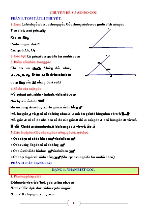 Giáo án dạy thêm Toán học 6 - Chuyên đề 8.3: Số đo góc