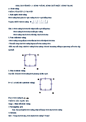 Giáo án dạy thêm Toán học 6 (Kết nối tri thức) - Chuyên đề 4.1: Hình vuông, hình chữ nhật, hình thang