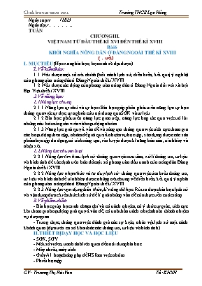 Giáo án Lịch sử 8 (Cánh Diều) - Bài 6: Khởi nghĩa Nông dân ở đàng ngoài thế kỉ XVIII