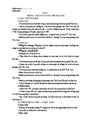 Giáo án Lịch sử 8 (Cánh Diều) - Bài 7: Phong trào Tây Sơn thế kỉ XVIII