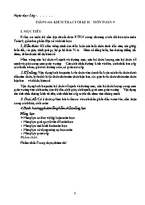 Giáo án Toán 9 - Tiết 59 + 60: Kiểm tra cuối kì II