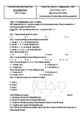 Kiểm tra cuối kì I - Môn: Toán 6 - Trường THCS Nguyễn Trãi