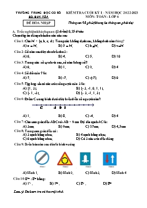 Kiểm tra cuối kỳ I - Môn: Toán 6 - Trường trung học cơ sở Hà Huy Tập