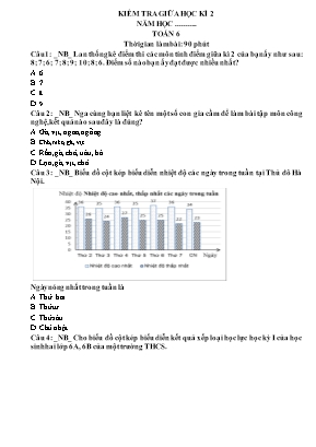 Kiểm tra giữa học kì 2 - Môn: Toán học 6