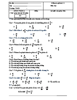 Kiểm tra giữa kỳ II - Môn: Toán khối 6