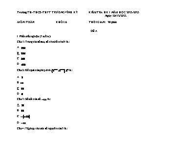 Kiểm tra học kì I - Môn: Toán 6 - Trường TH - THCS - THPT Trương Vĩnh Ký