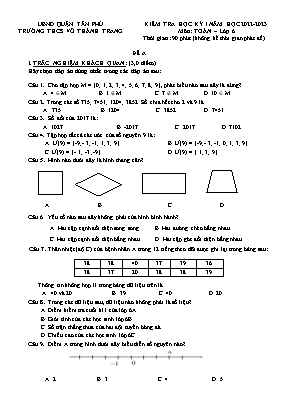 Kiểm tra học kỳ I - Môn: Toán 6 - Trường THCS Võ Thành Trang